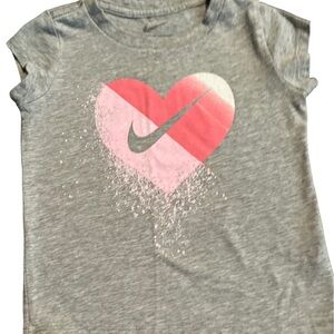 Nike Kids Gray and Pink Heart T-Shirt